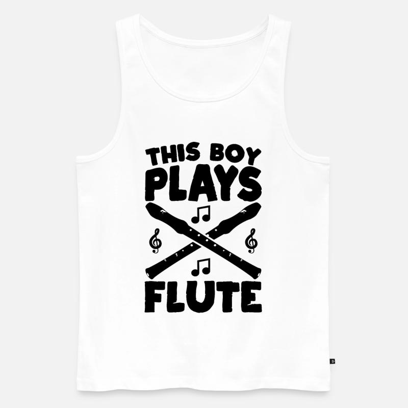 This Boy Plays Flute - Männer Premium Bio Tank Top - Weiß