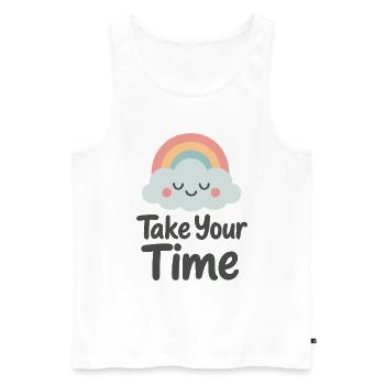 Nimm dir Zeit Sanfte Botschaft - Männer Premium Bio Tank Top - Weiß - Vorne - AI Model Male 178 light (178cm)