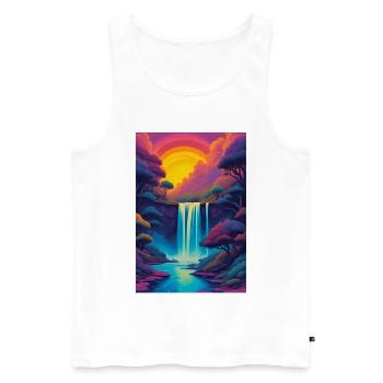 Paysage au coucher du soleil - Débardeur bio Premium Homme - blanc - Devant - AI Model Male 178 light (178cm)