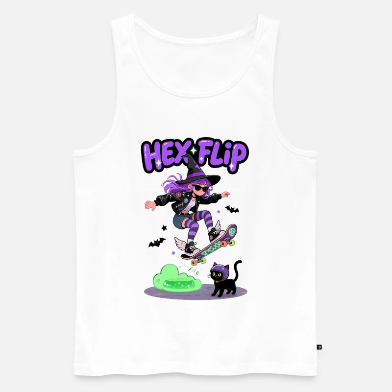 Hex Flip Witch Skateboard Design - Männer Premium Bio Tank Top - Weiß