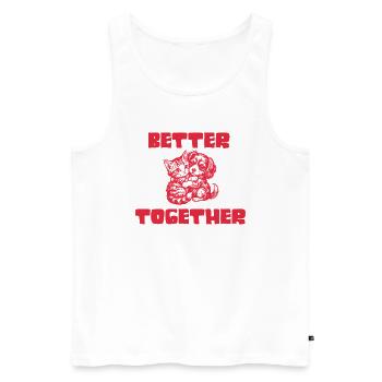 Idée cadeau pour la Saint-Valentin, T-shirt de couple - Débardeur bio Premium Homme - blanc - Devant - AI Model Male 178 light (178cm)