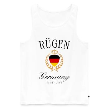 Rügen Deutschland Wappen Krone – Ostsee Reise - Männer Premium Bio Tank Top - Weiß - Vorne - Michal (187cm)
