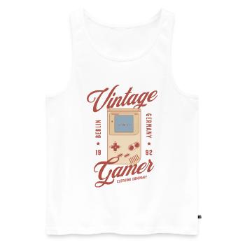 Vintage Gamer 1992 – Portable rétro - Débardeur bio Premium Homme - blanc - Devant - Michal (187cm)