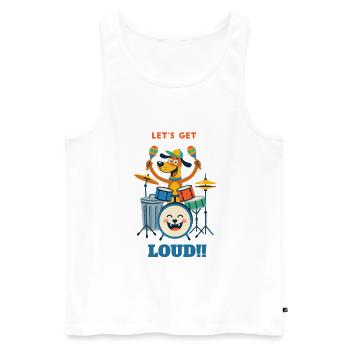 Drumming Dog auf der Bühne - Männer Premium Bio Tank Top - Weiß - Vorne - Michal (187cm)