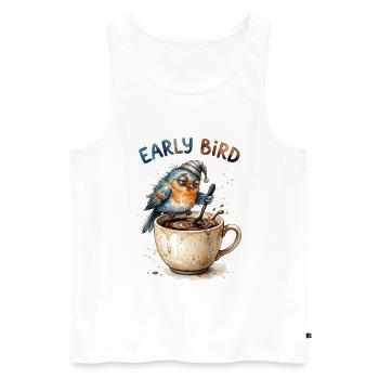 Early Bird Tired Grumpy Coffee Bird Cartoon Art - Männer Premium Bio Tank Top - Weiß - Vorne - Michal (187cm)