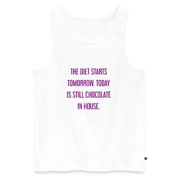 Die Diät beginnt morgen - Schokolade im Haus! - Männer Premium Bio Tank Top - Weiß - Vorne - Michal (187cm)