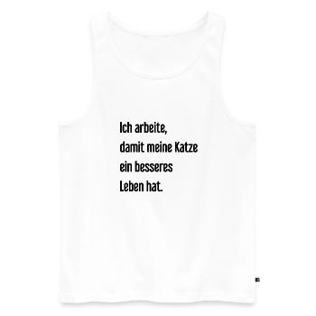 Für ein besseres Katzenleben arbeite ich! - Männer Premium Bio Tank Top - Weiß - Vorne - Michal (187cm)