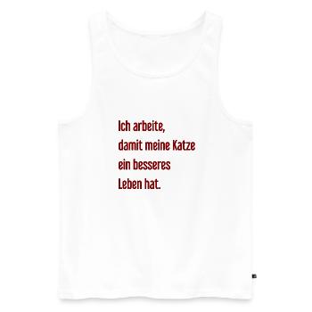 Für ein besseres Katzenleben arbeite ich! - Männer Premium Bio Tank Top - Weiß - Vorne - Michal (187cm)