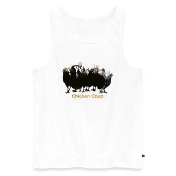 Chicken Coup - Schwarze Hühner auf Grau - Männer Premium Bio Tank Top - Weiß - Vorne - AI Model Male 178 light (178cm)