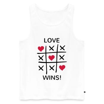 Liebe gewinnt Liebende Sprüche Love wins Frieden - Männer Premium Bio Tank Top - Weiß - Vorne - Michal (187cm)