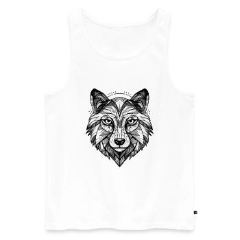 Loup Géométrique - Débardeur bio Premium Homme - blanc - Devant - AI Model Male 178 light (178cm)