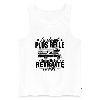 Retraité et camping-cariste - Débardeur bio Premium Homme - blanc - Devant - Michal (187cm)
