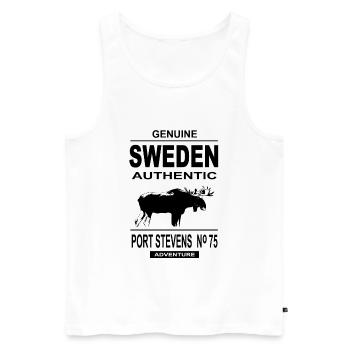 Sweden - Moose - Schweden - Elch - Männer Premium Bio Tank Top - Weiß - Vorne - Michal (187cm)