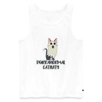 Purran activités normales chat halloween drôle - Débardeur bio Premium Homme - blanc - Devant - AI Model Male 178 light (178cm)