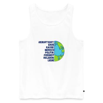 Religion Liebe Freiheit Menschen Planet Erde - Männer Premium Bio Tank Top - Weiß - Vorne - Michal (187cm)