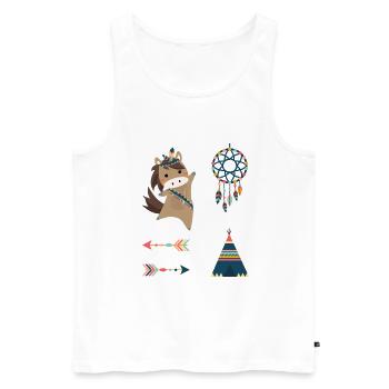 Indianer Pferd Stickerset Ponny Reiter Traumfänger - Männer Premium Bio Tank Top - Weiß - Vorne - Michal (187cm)