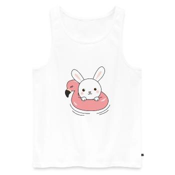 Lièvre Flamingo pneus de natation d’été doux animaux - Débardeur bio Premium Homme - blanc - Devant - AI Model Male 178 light (178cm)