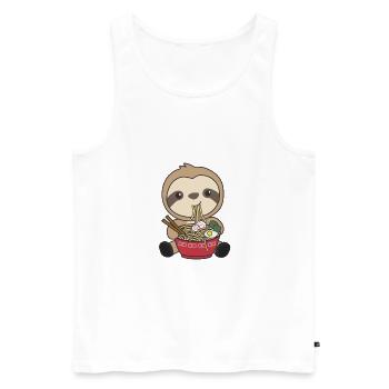 Faultiere essen Ramen Süße Kawaii Nudeln Faultier - Männer Premium Bio Tank Top - Weiß - Vorne - AI Model Male 178 light (178cm)