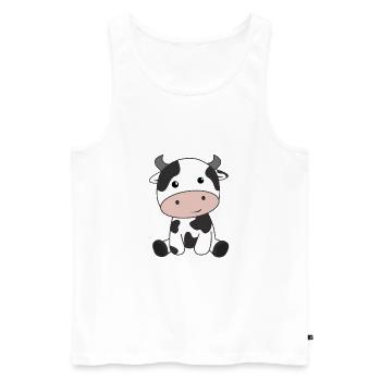 Vache veau bébé vaches taches de vache doux animaux - Débardeur bio Premium Homme - blanc - Devant - AI Model Male 178 light (178cm)