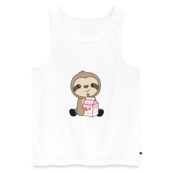 Kawaii Faultier Retro japanisch Erdbeer Milchshake - Männer Premium Bio Tank Top - Weiß - Vorne - AI Model Male 178 light (178cm)
