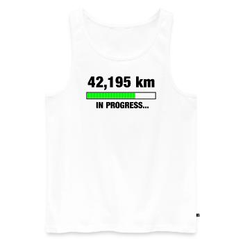 Marathon en cours - Débardeur bio Premium Homme - blanc - Devant - AI Model Male 178 light (178cm)