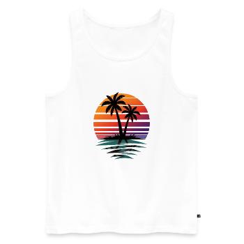 Palm Tree Retro Gift - Nature Lover Gift - Men's Premium Organic Tank Top - white - Front - AI Model Male 178 light (178cm)