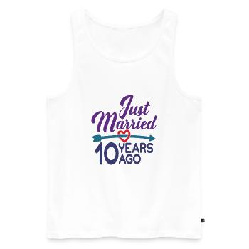 Juste marié il y a 10 ans, 10e anniversaire de mariage - Débardeur bio Premium Homme - blanc - Devant - AI Model Male 178 light (178cm)