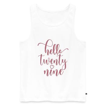 Hello Twenty Nine Cute 29 Years Old Birthday - Men's Premium Organic Tank Top - white - Front - AI Model Male 178 light (178cm)