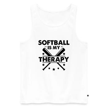 Le softball est ma thérapie - Débardeur bio Premium Homme - blanc - Devant - Michal (187cm)