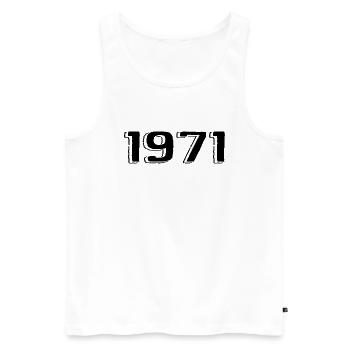 Millésime 1971 Né Anniversaire Rétro 1971 - Débardeur bio Premium Homme - blanc - Devant - Michal (187cm)