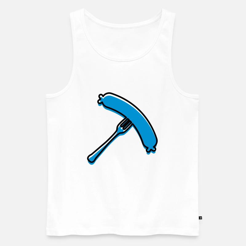 Gabel mit Bratwurst - Männer Premium Bio Tank Top - Weiß