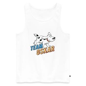 TKKG Team Oskar Hund - Männer Premium Bio Tank Top - Weiß - Vorne - AI Model Male 178 light (178cm)