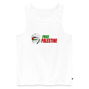 Free palestine - Débardeur bio Premium Homme - blanc - Devant - Michal (187cm)