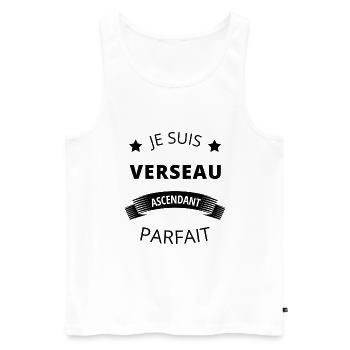 Verseau ascendant parfait humour astrologie homme - Débardeur bio Premium Homme - blanc - Devant - AI Model Male 178 light (178cm)