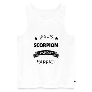 Scorpion ascendant parfait humour astrologie - Débardeur bio Premium Homme - blanc - Devant - Michal (187cm)