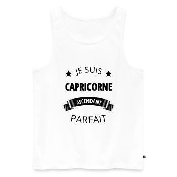 Capricorne ascendant parfait humour astrologie - Débardeur bio Premium Homme - blanc - Devant - AI Model Male 178 light (178cm)