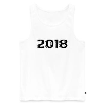 Millésime 2018 Naissance Anniversaire Rétro 2018 - Débardeur bio Premium Homme - blanc - Devant - AI Model Male 178 light (178cm)