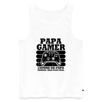 Papa gamer comme un papa normal - Débardeur bio Premium Homme - blanc - Devant - Michal (187cm)