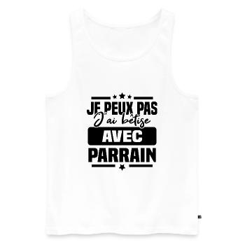 Je peux pas j ai bêtise avec parrain - Débardeur bio Premium Homme - blanc - Devant - Michal (187cm)