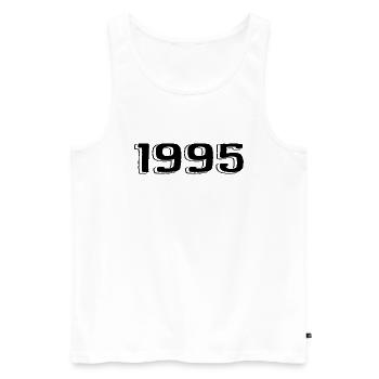 Millésime 1995 Naissance Anniversaire Rétro 1995 - Débardeur bio Premium Homme - blanc - Devant - AI Model Male 178 light (178cm)