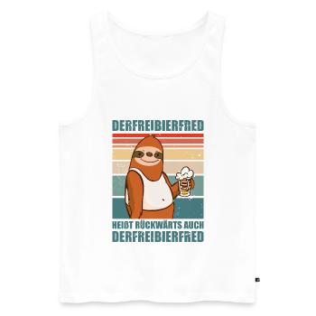 Faultier Spruch Bier Derfreibierfred Party Saufen - Männer Premium Bio Tank Top - Weiß - Vorne - Michal (187cm)
