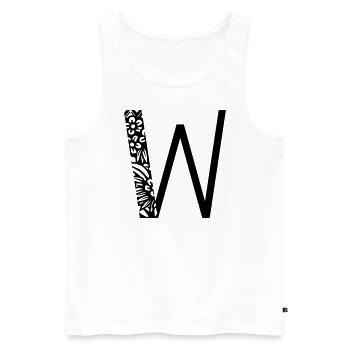 Buchstabe W - Männer Premium Bio Tank Top - Weiß - Vorne - AI Model Male 178 light (178cm)