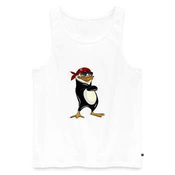 Cooler Pinguin - Männer Premium Bio Tank Top - Weiß - Vorne - AI Model Male 178 light (178cm)