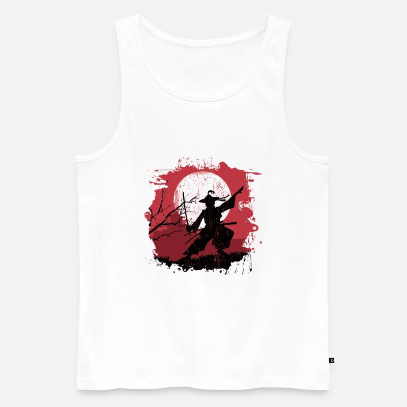 Samurai - Männer Premium Bio Tank Top - Weiß