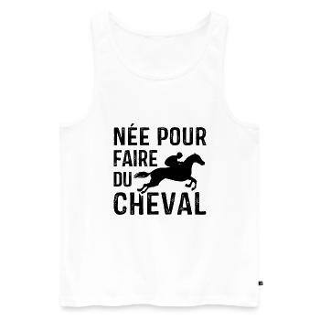 Née pour faire du Cheval, Cadeau équitation - Débardeur bio Premium Homme - blanc - Devant - Michal (187cm)
