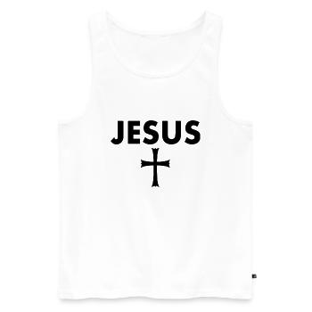 Croix de Jésus - Débardeur bio Premium Homme - blanc - Devant - AI Model Male 178 light (178cm)