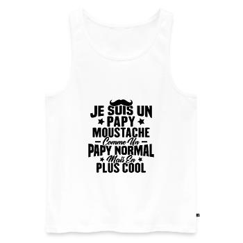 Un papy moustache comme un papy normal - Débardeur bio Premium Homme - blanc - Devant - AI Model Male 178 light (178cm)
