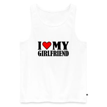 I love my girlfriend - Männer Premium Bio Tank Top - Weiß - Vorne - Michal (187cm)