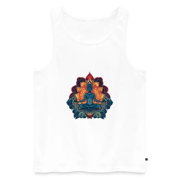 Colorful Buddha Yoga motif with ornaments - Men's Premium Organic Tank Top - white - Front - Michal (187cm)