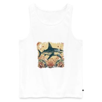 Cool retro shark with 50s patterns - Men's Premium Organic Tank Top - white - Front - AI Model Male 178 light (178cm)